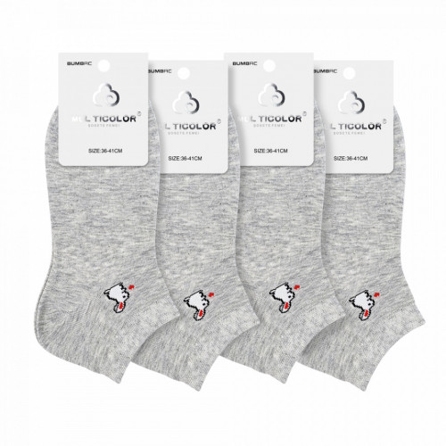 Sosete Glezna Dama, Set 4 Perechi Culoare Gri Melange Model 'Bunny in Love'