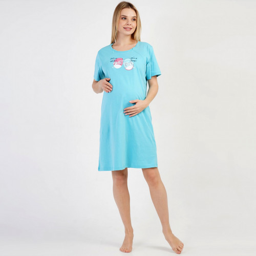 Camasa Gravide si Alaptat cu Fermoar Vienetta Model 'It's a Girl It's a Boy' Blue