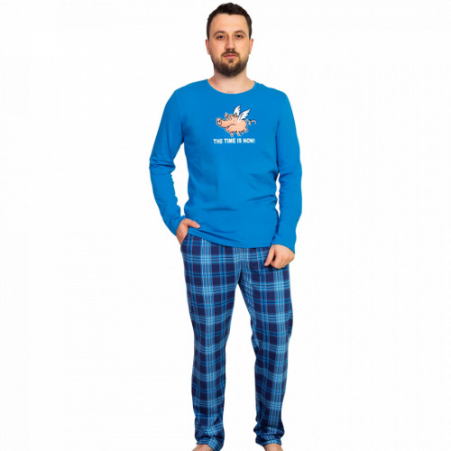 Pijama Barbati Gazzaz by Vienetta, &#039;The Time is Now&#039; Blue - Img 1