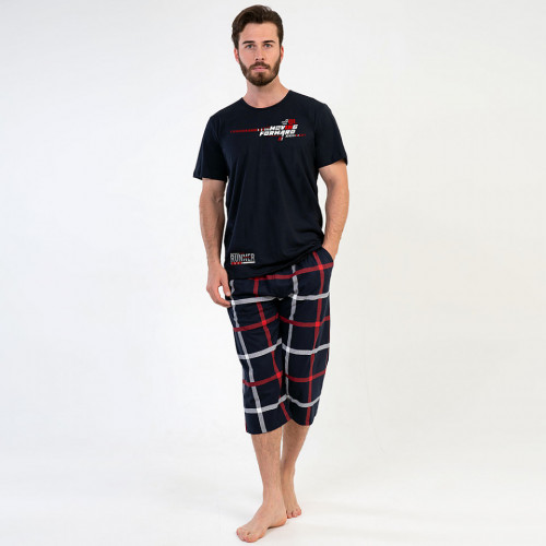 Pijamale Barbati cu Pantalon 3/4 Vienetta | MAN Model 'One Step Up Level One' Blue