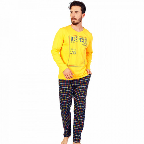 Pijamale Barbati din Bumbac Gazzaz by Vienetta Model &#039;Respect Freedom&#039; Yellow