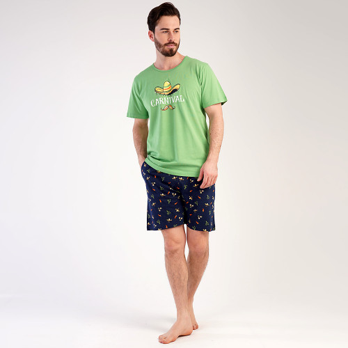 Pijamale Barbati Pantalon Scurt Vienetta | MAN Model 'Carnival' Green