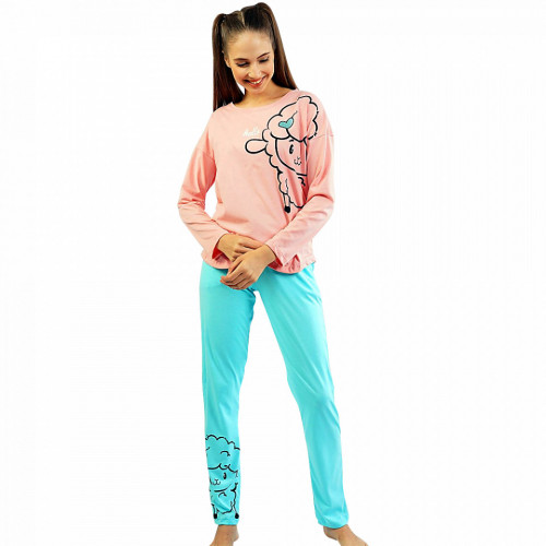 Pijamale Confortabile din Bumbac, Pijamale Vienetta, Model &#039;Hello Happiness&#039; 🐏