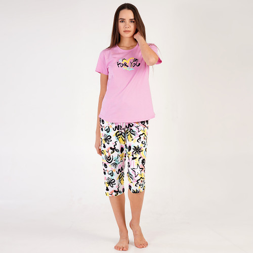 Pijamale Dama Vienetta din Bumbac 100%, Model &#039;For You&#039; Pink