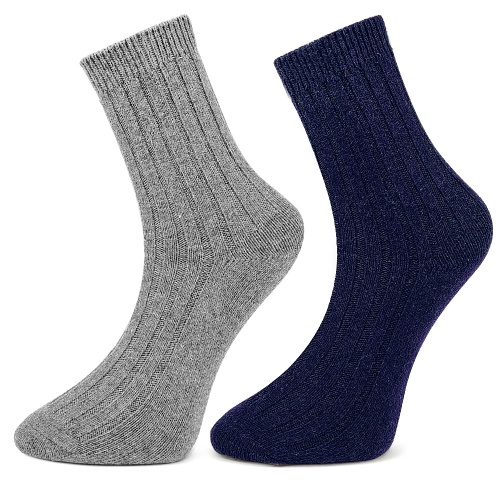 Șosete Călduroase din Mix de Lână Set 2 Perechi Model 'Minimalist Line' Blue Grey Light | Confort Maxim