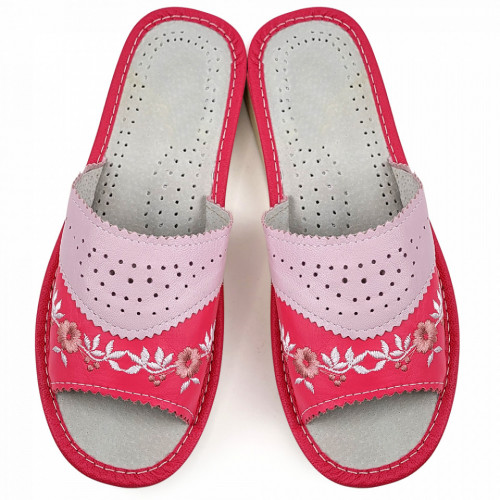 Papuci de Casa Dama Material Piele Culoare Roz Model &#039;Cotton Candy&#039;