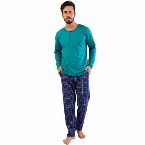 Pijama Barbati din Bumbac Gazzaz by Vienetta Model 'Moonscape' Green