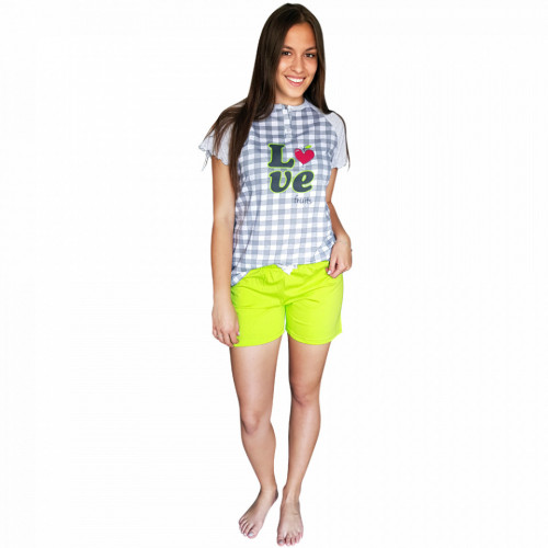 Pijamale Dama Bumbac, Senso, Model 'Love Fruits' Green