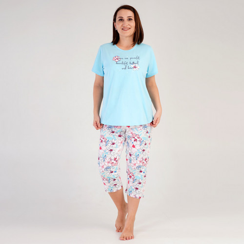 Pijamale Dama Marimi Mari Vienetta Model 'You are Powerful' Blue
