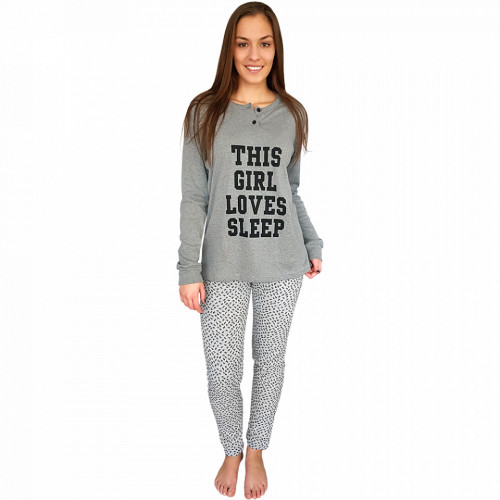 Pijamale Dama Snelly L'Originale, 'This Girl Loves Sleep' Gray