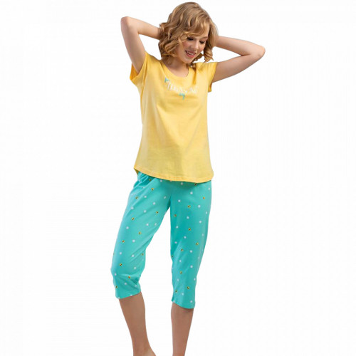 Pijamale Dama Vienetta din Bumbac 100%, Model 'Find a Rainbow'
