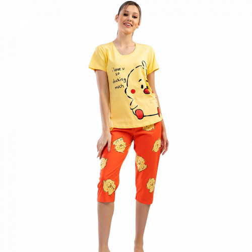 Pijamale Dama Vienetta din Bumbac 100%, Model &#039;Love U so Ducking Much&#039;