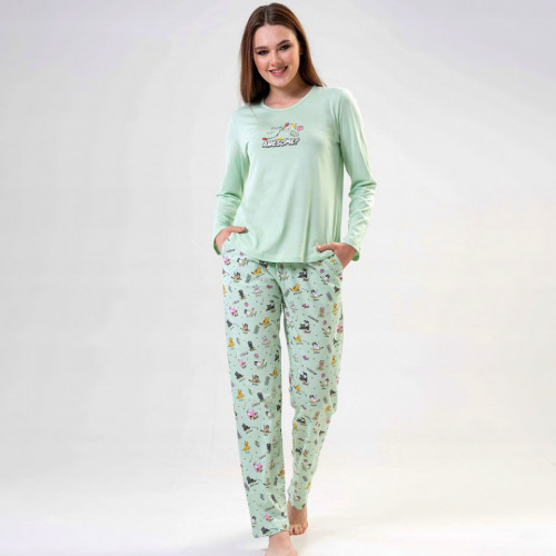 Pijamale din Bumbac Dama, Brand Vienetta, Model &#039;Awesome Move&#039;