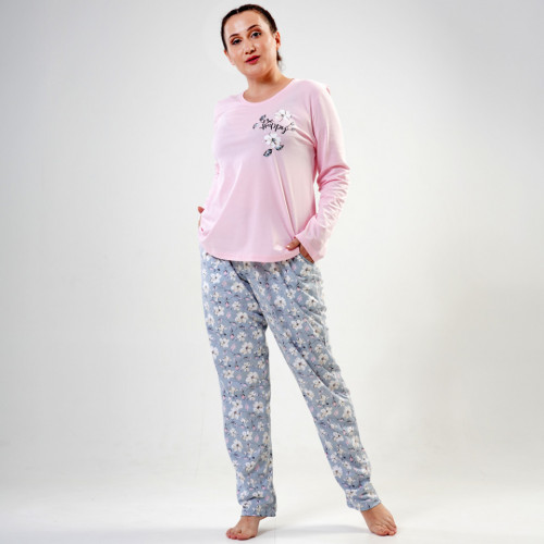 Pijamale Vienetta din Bumbac Marimi Mari Model &#039;Be Happy&#039;