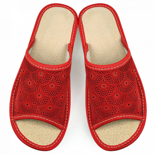 Papuci de Casa Barbati Talpa Groasa Culoare Maro Model &#039;Fractal Walker in Red&#039;