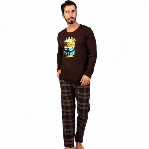 Pijamale Confortabile Barbati Gazzaz by Vienetta Model 'Let's Go Where the Wifi is Weak'