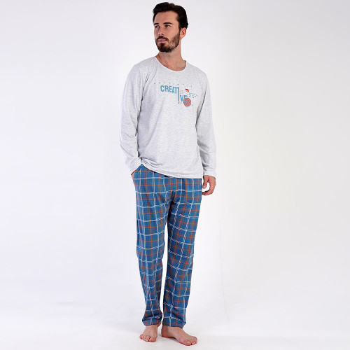 Pijamale Confortabile Barbati Vienetta|MAN, Model 'Creative WorldWide' Gray