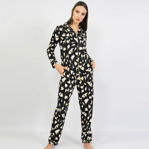 Pijamale cu Nasturi Vienetta din Bumbac 100% Model &#039;My Happy Life&#039;