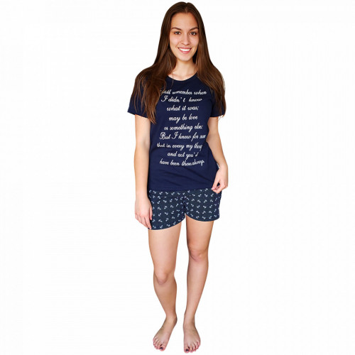 Pijamale Dama Bumbac 100%, Character, Model Still Remember Blu Scuro