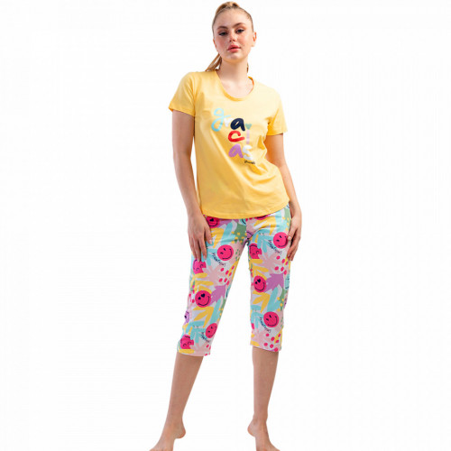 Pijamale Dama Vienetta din Bumbac 100%, Model &#039;Gracias&#039; Yellow 🙏🏻