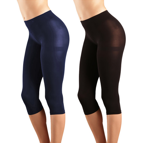 Colanti Capri Ultra Fit 80 DEN Set 2 Bucati Culoare Negru si Albastru