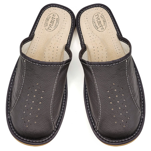 Papuci de Casa din Piele Culoare Maro Model &#039;Cleveland View&#039; Summer