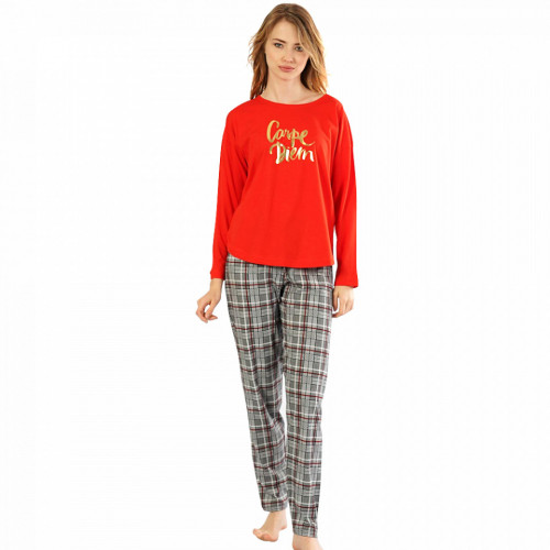 Pijamale Confortabile Dama din Bumbac 100% Vienetta Model &#039;Carpe Diem&#039;