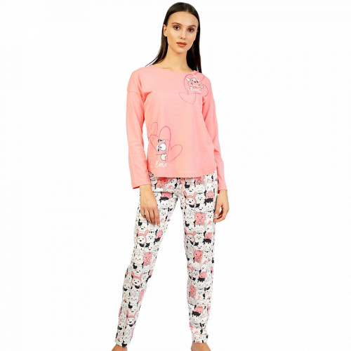 Pijamale Confortabile din Bumbac Vienetta Model 'All You Need is Love' Pink