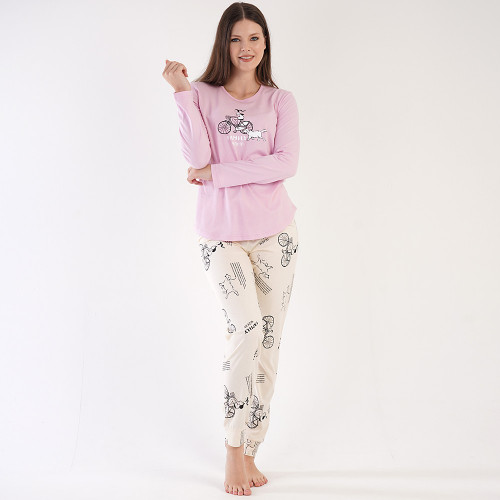 Pijamale Dama din Bumbac 100% Vienetta, Model &#039;Family Warm&#039;