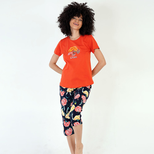 Pijamale Dama Vienetta din Bumbac 100%, Model 'Live Your Dream' Red