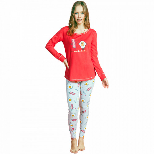 Pijamale Dama Vienetta Dream Model 'Eggcellent - Better Togeter' Red