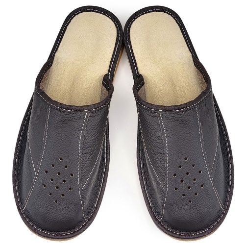 Papuci de Casa din Piele Maro Model 'Manhood Cozy' Brown | Confort și Eleganță Masculină