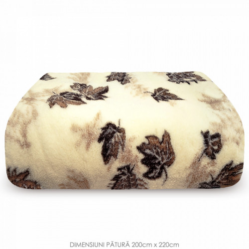 Patura din Lana Naturala de Oaie 100% Model 'Autumn Forest' Marime 200 x 220, 1 Bucata