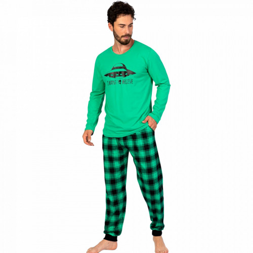Pijamale Barbati Confortabile din Bumbac Gazzaz by Vienetta Model 'I Want To Belive'