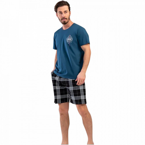 Pijamale Barbati cu Pantalon Scurt Vienetta | MAN Model &#039;Rock Nation&#039; Green Pine