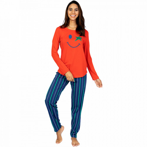 Pijamale Dama din Bumbac 100% Model 'Happy Life' Red