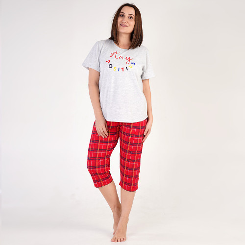 Pijamale Dama Marimi Mari Vienetta Model 'Stay Positive' Gray