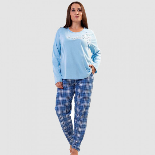 Pijamale Marimi Mari din Bumbac Vienetta Model &#039;Stay Positive and Beauty&#039;