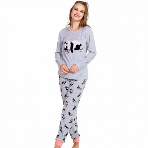 Pijama Dama Soft Velur Vienetta Model &#039;Nap Time&#039; Gray