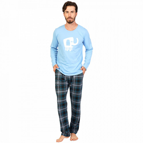 Pijamale Confortabile Barbati din Bumbac Gazzaz by Vienetta Model 'Happy Day' Blue