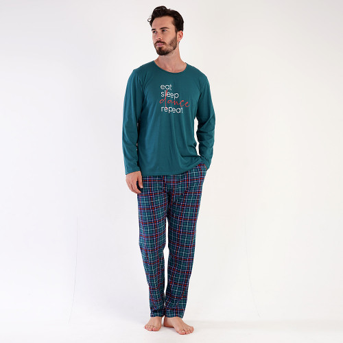 Pijamale Confortabile Barbati Vienetta|MAN, Model 'Eat Sleep Dance Repeat' Green