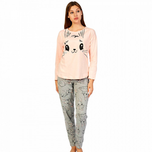 Pijamale Confortabile Dama din Bumbac, Pijamale Vienetta, Model &#039;Funny Bunny&#039;