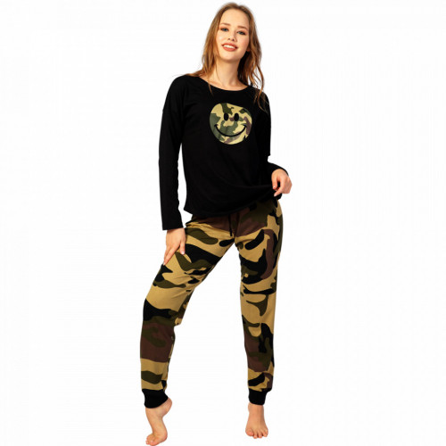 Pijamale Confortabile Dama din Bumbac Vienetta Model &#039;Happy Camouflage&#039;