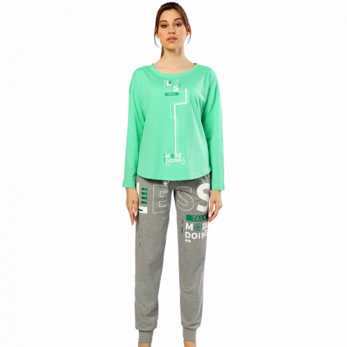 Pijamale Confortabile Dama Vienetta Model 'Less Talk' Culoare Verde