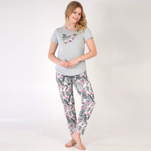 Pijamale Dama din Bumbac Vienetta, Model 'Make Your Own Way' Gray