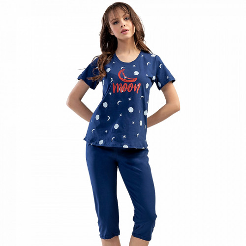 Pijamale Dama Vienetta din Bumbac 100%, Model 'MoonLight'
