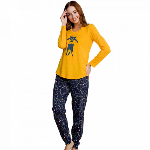 Pijamale Dama Vienetta din Bumbac 100% Model 'Smile Lovely Cat'