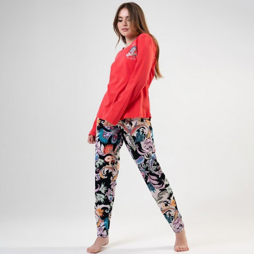 Pijamale Vienetta din Bumbac Model 'Happy Toughts' Red