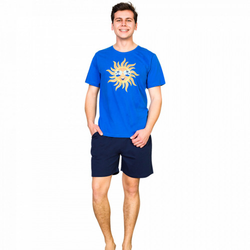 Pijamle Barbati Gazzaz by Vienetta, 'Enjoying the Sun', Culoare Albastru