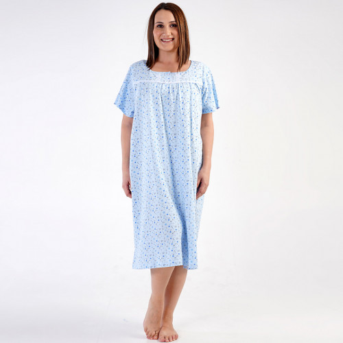 Camasa de Noapte Marimi Mari din Bumbac 100% Vienetta, Model &#039;Helen&#039; Blue